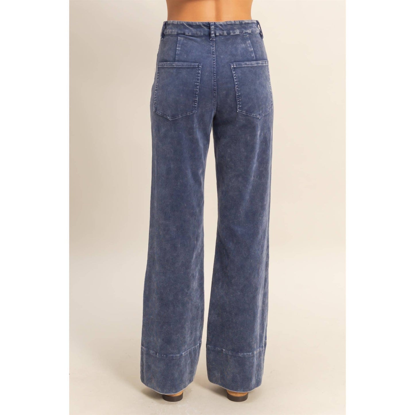 Mineral Washed Casual Flare Pants