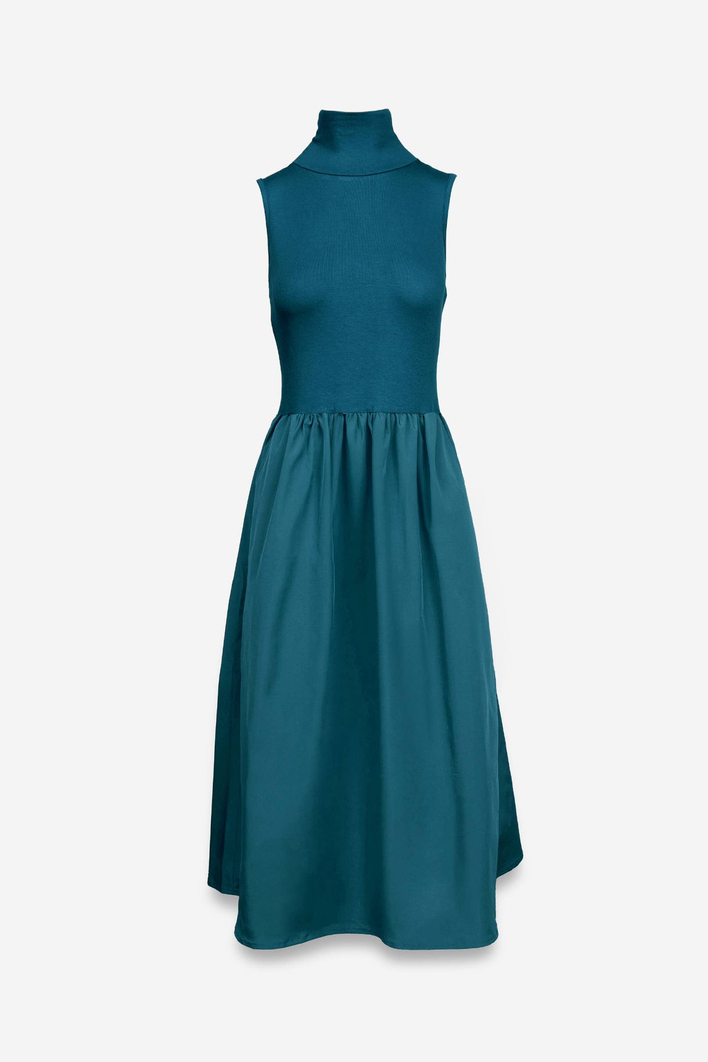 Sleeveless Mock Neck Midi Dress - ZEBRA