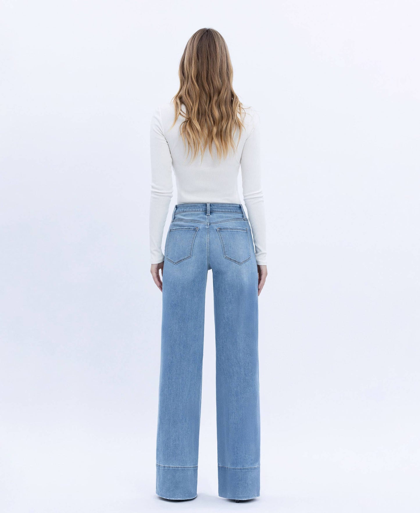 OLIVIA HIGH RISE RAW HEM WIDE A LINE JEANS - VERVET by FLYING MONKEY