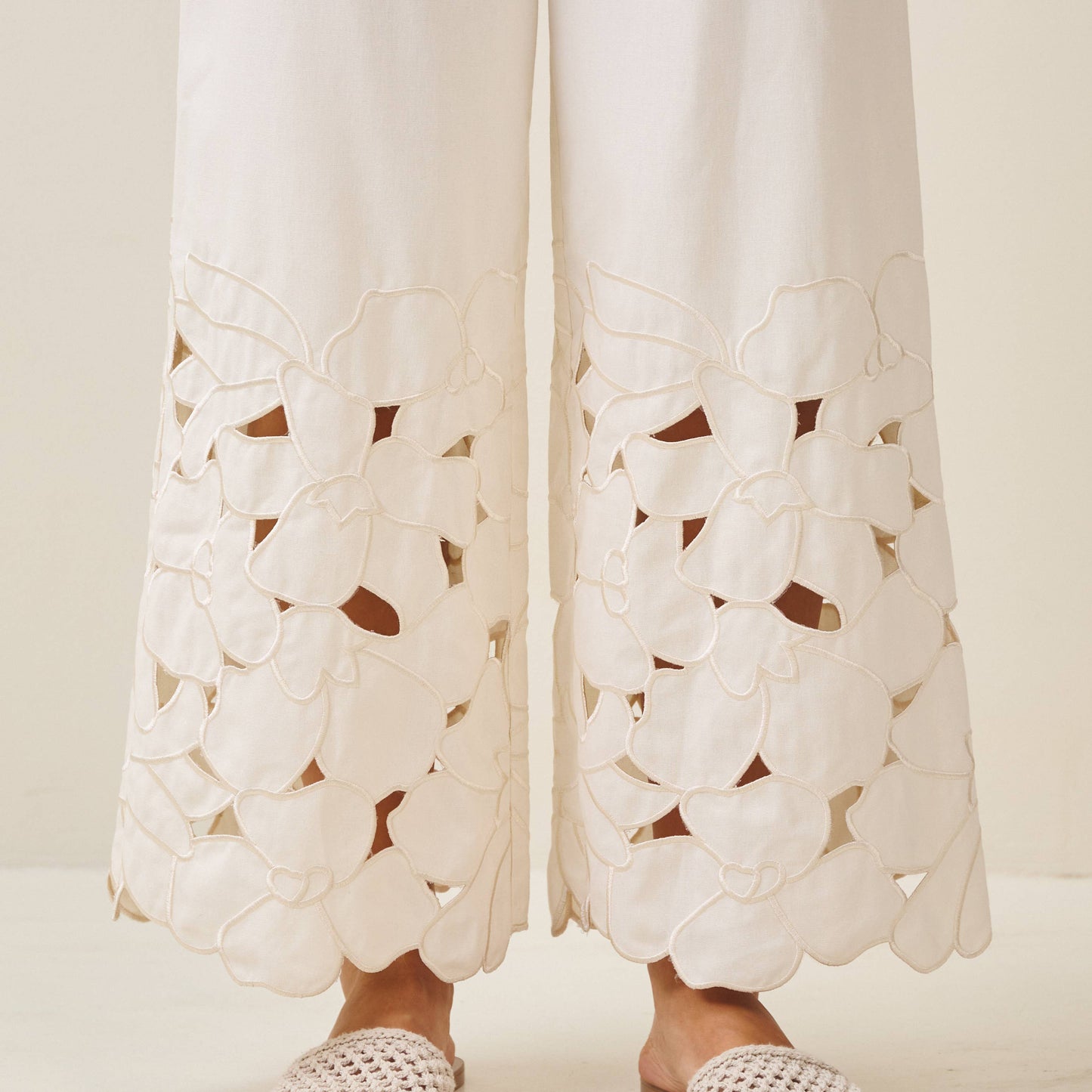 Floral Embroidered Cutout Pant