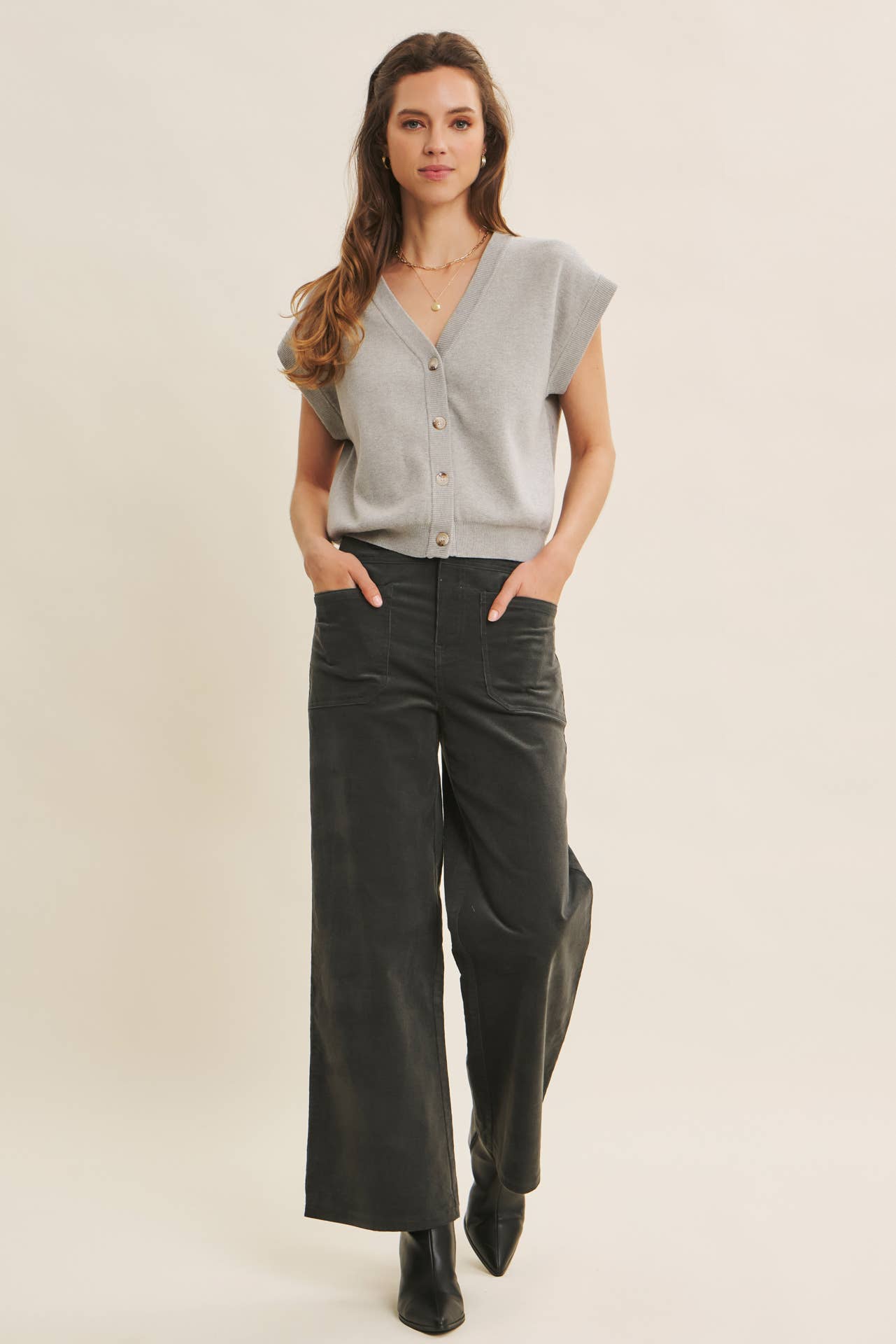CORDUROY WIDE-LEG PANTS