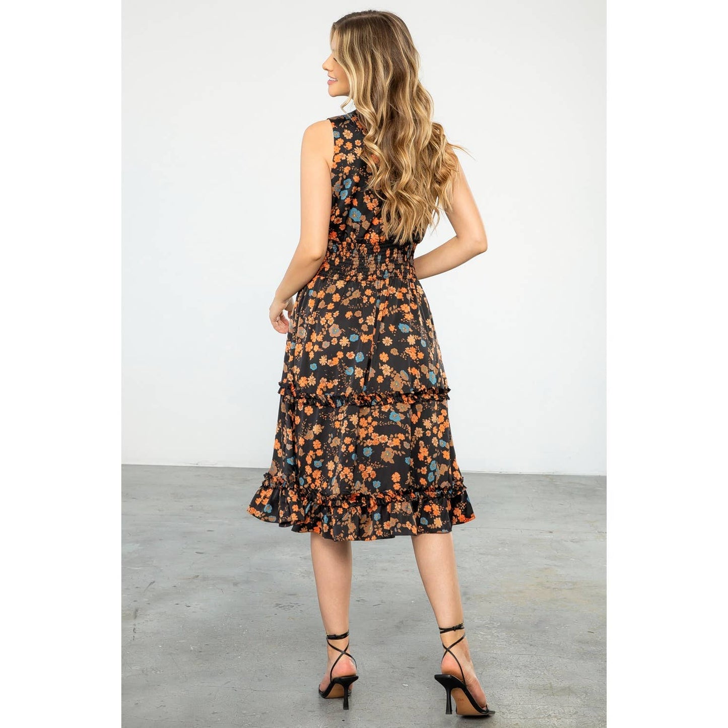 Macey Flower Print Smocked Waist Dress