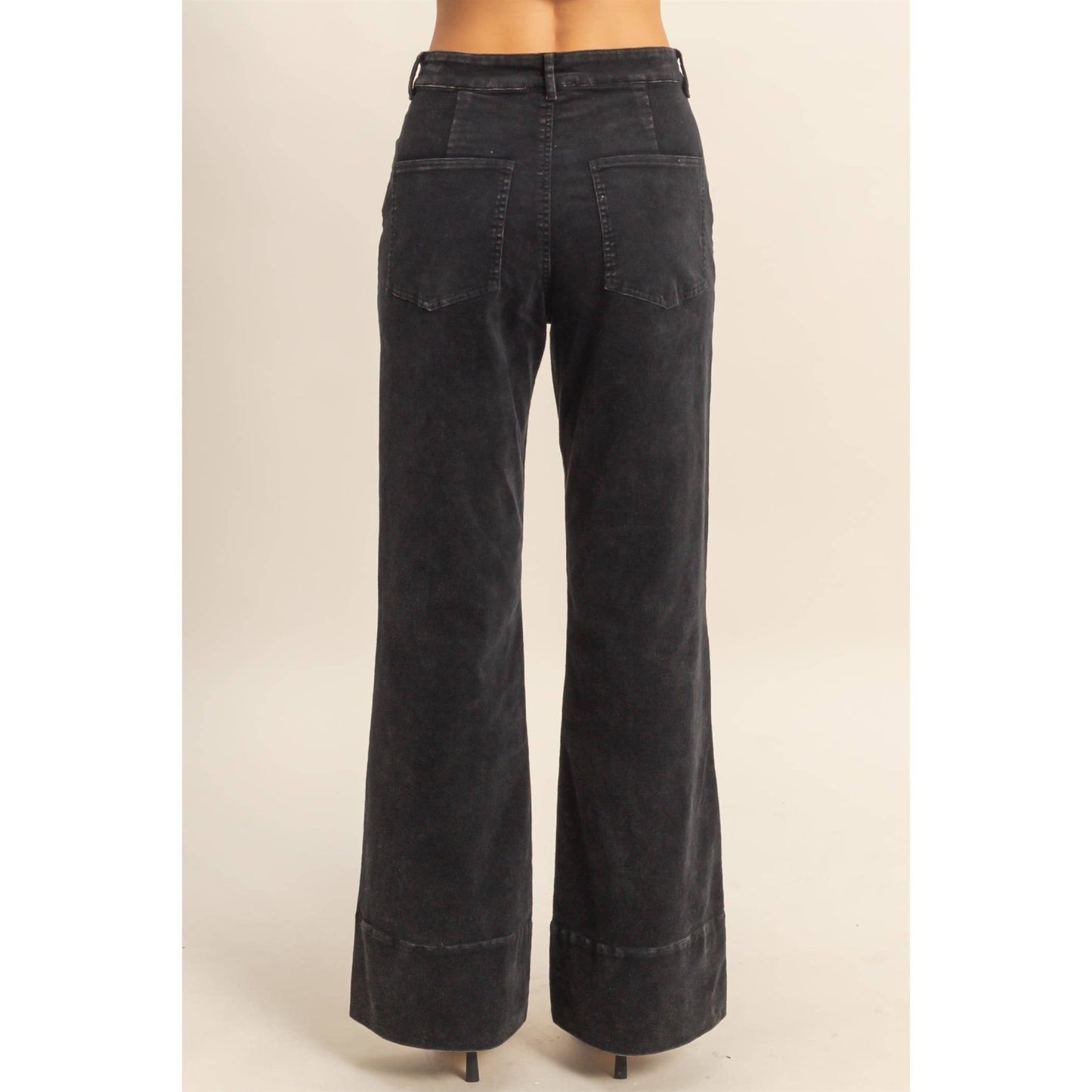 Mineral Washed Casual Flare Pants