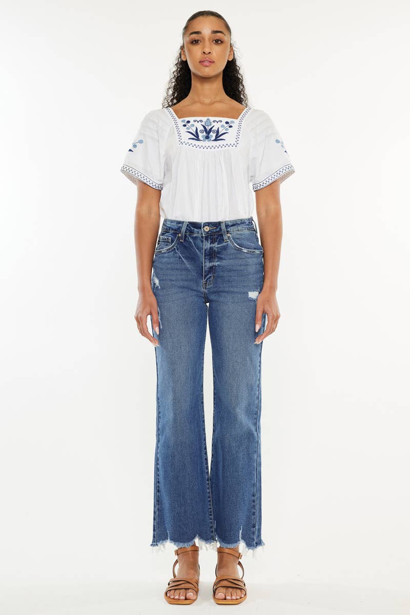 LUNA HIGH RISE SLIM WIDE LEG JEANS