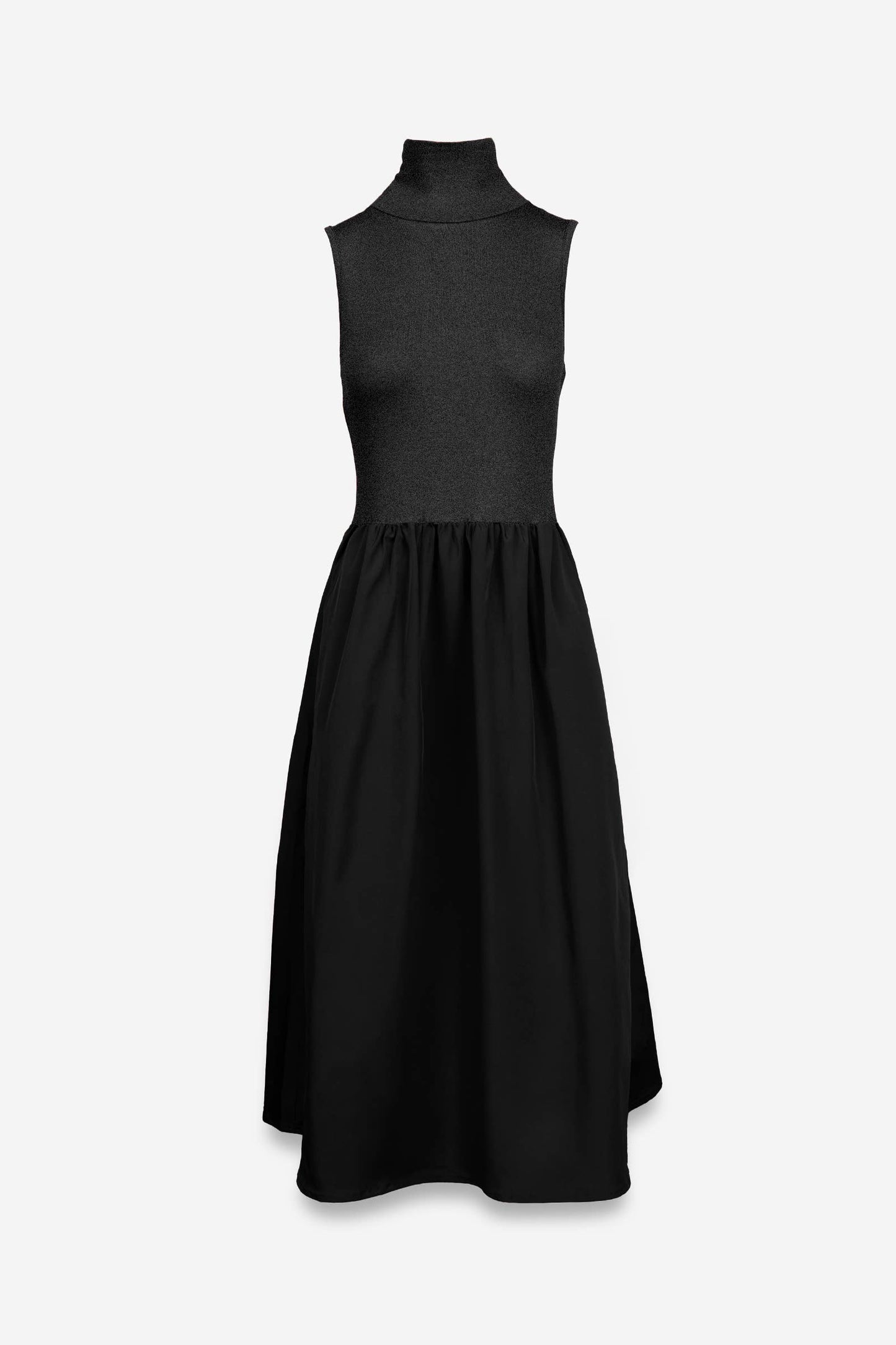 Sleeveless Mock Neck Midi Dress - ZEBRA