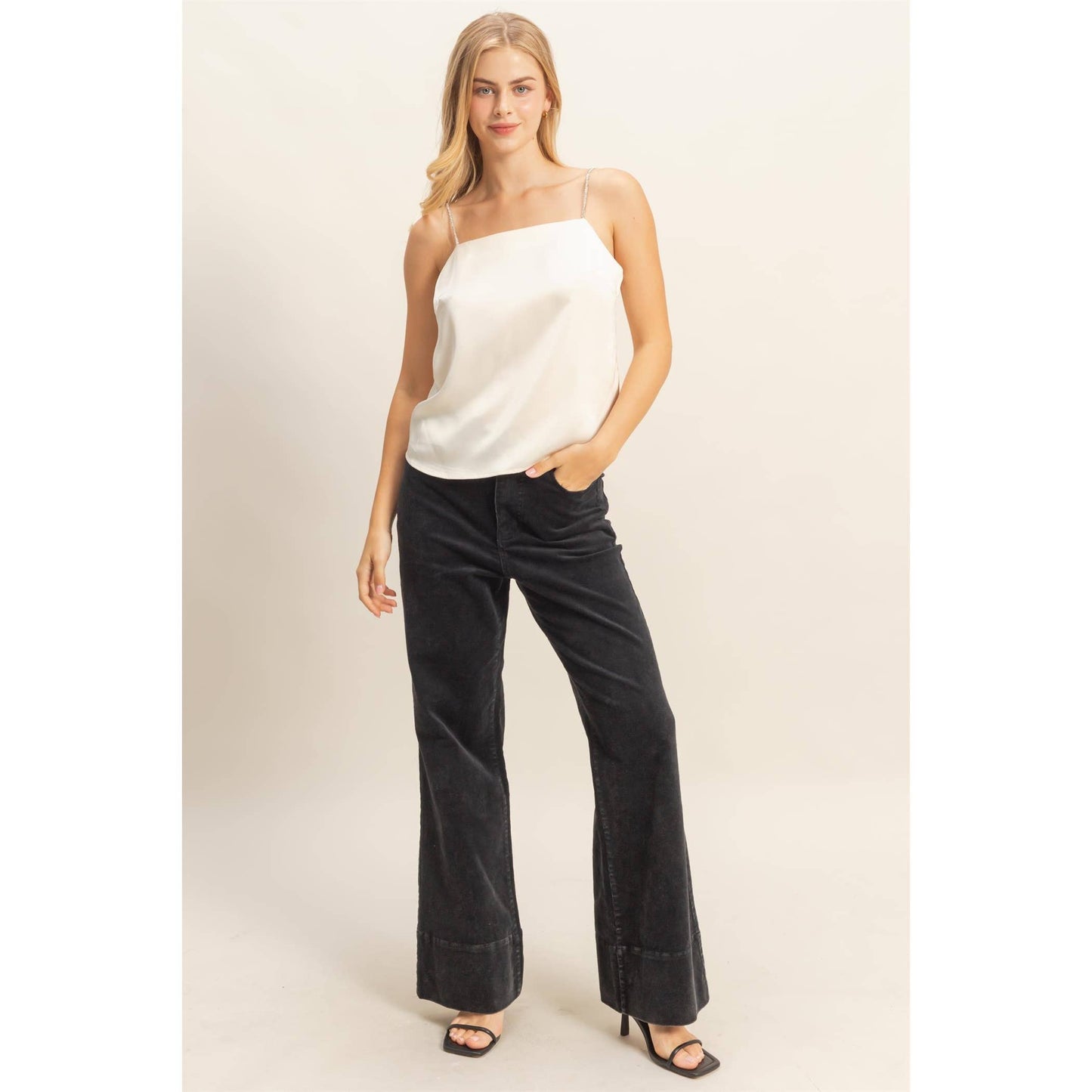 Mineral Washed Casual Flare Pants