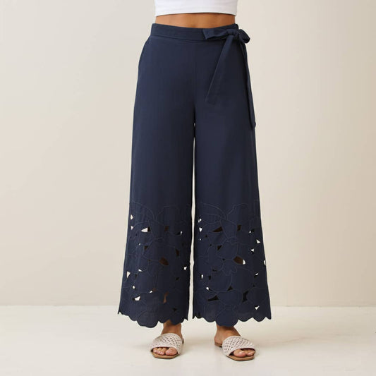 Floral Embroidered Cutout Pant
