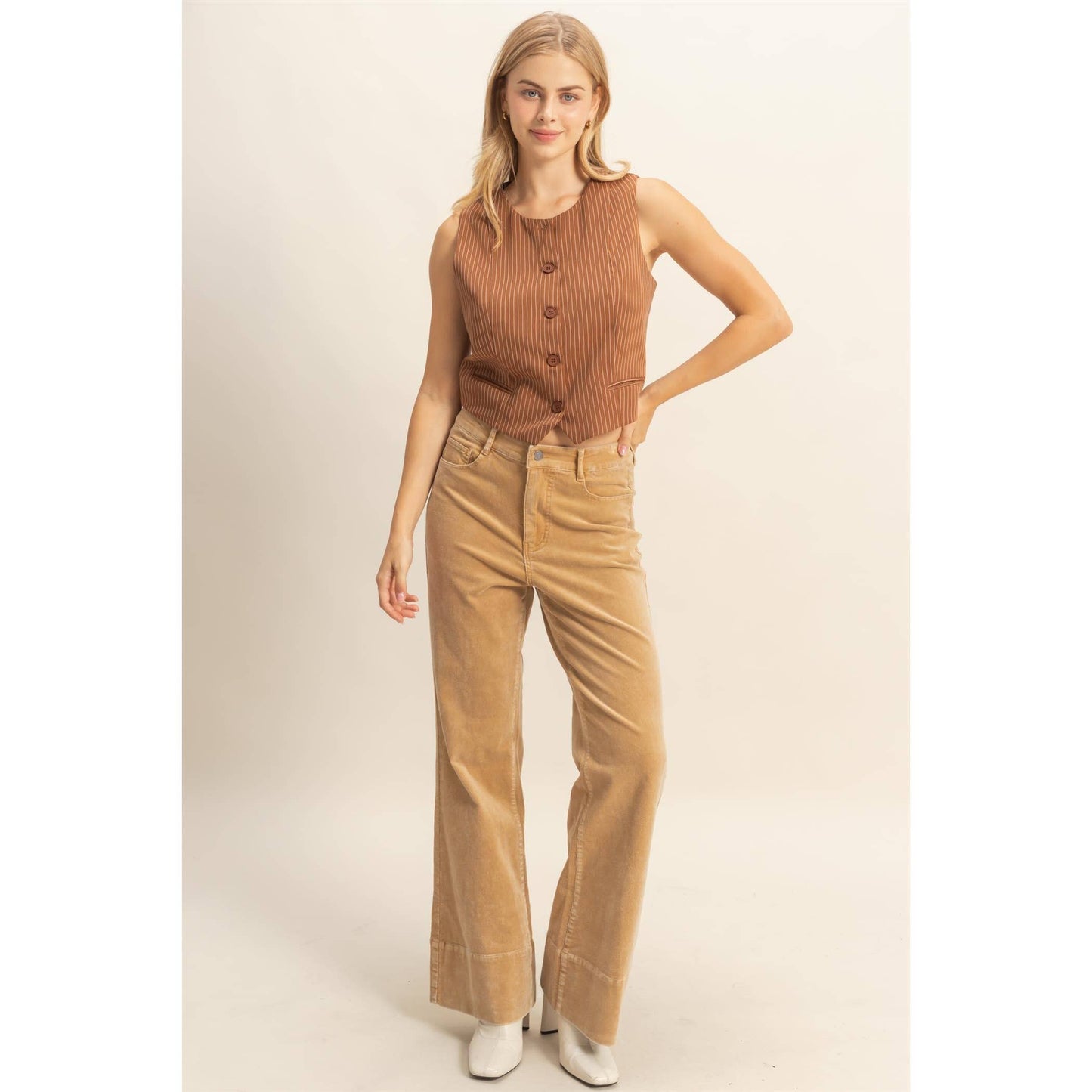 Mineral Washed Casual Flare Pants