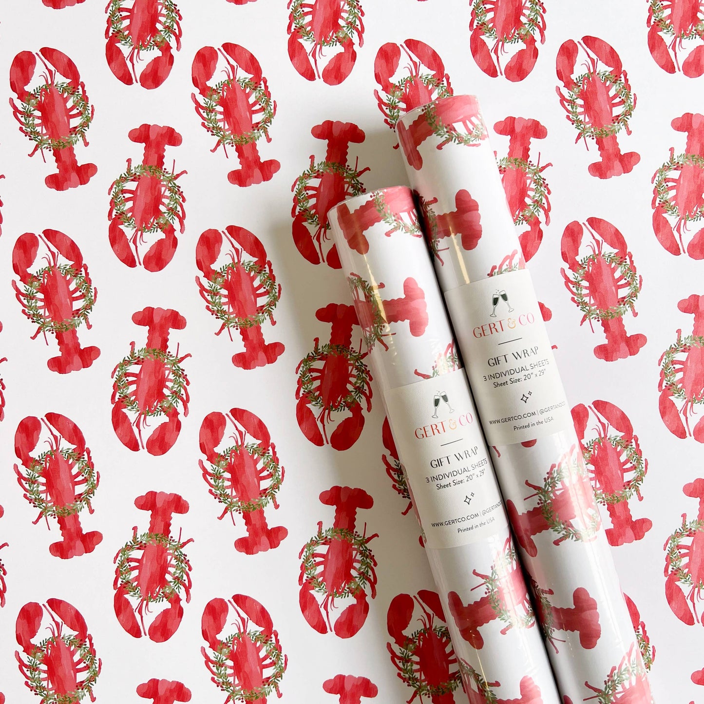 Gert & Co - Holiday Lobster Gift Wrap | Coastal Christmas Lobster Wrap