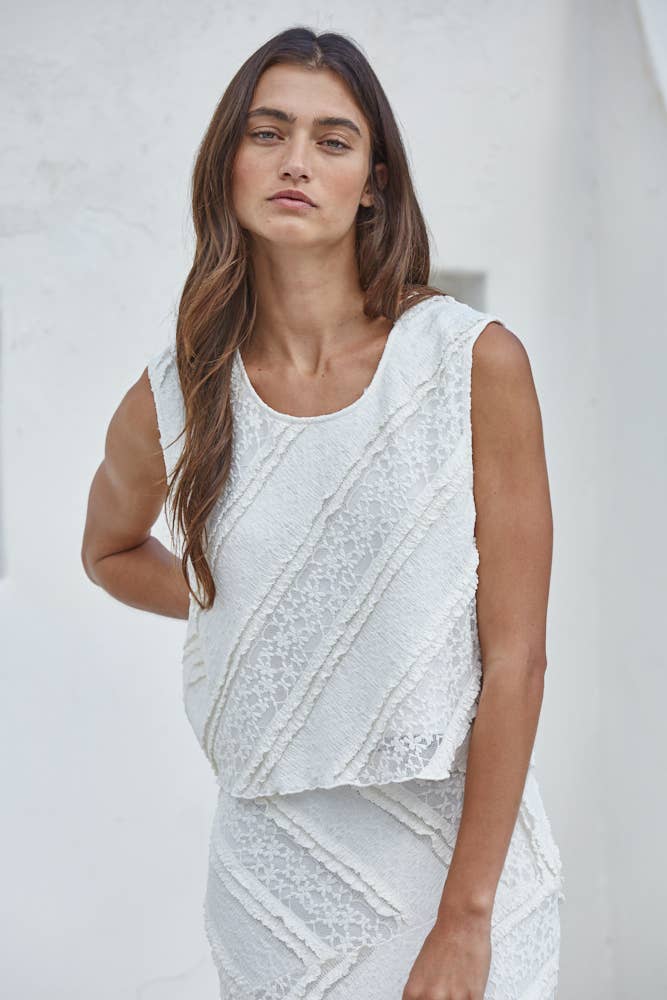 Laura Lace Round Neck Sleeveless Top