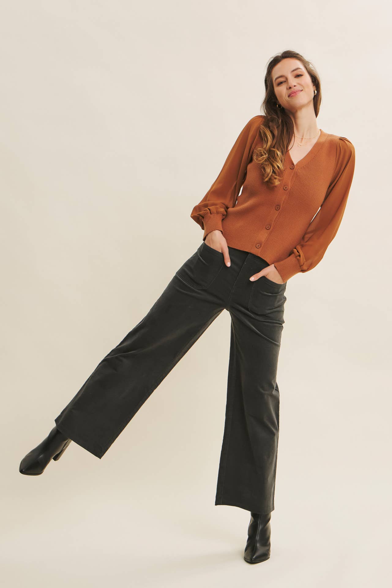 CORDUROY WIDE-LEG PANTS