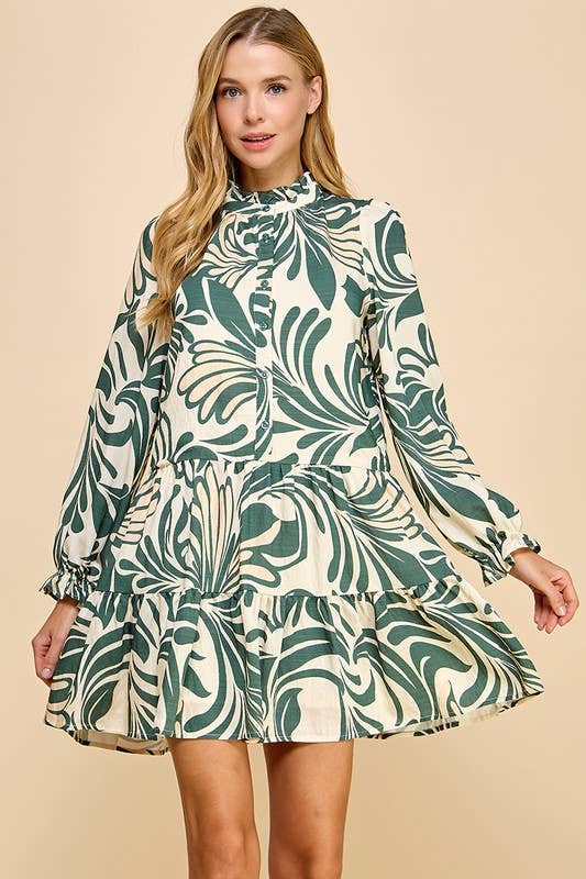 Monica Printed Long Sleeve Dress