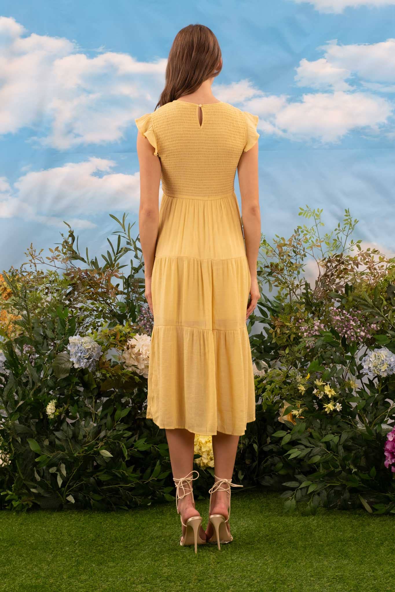 Smocked Tiered MIDI Dress