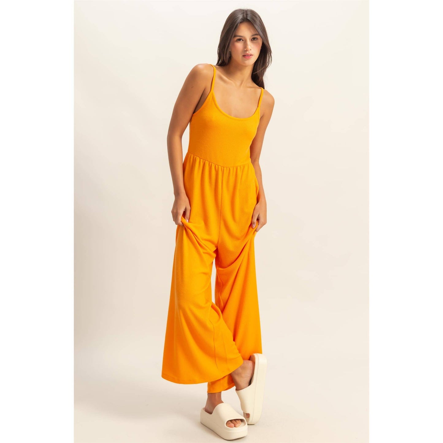 Scoop Neck Sleeveless Wide Leg Jumpsuit