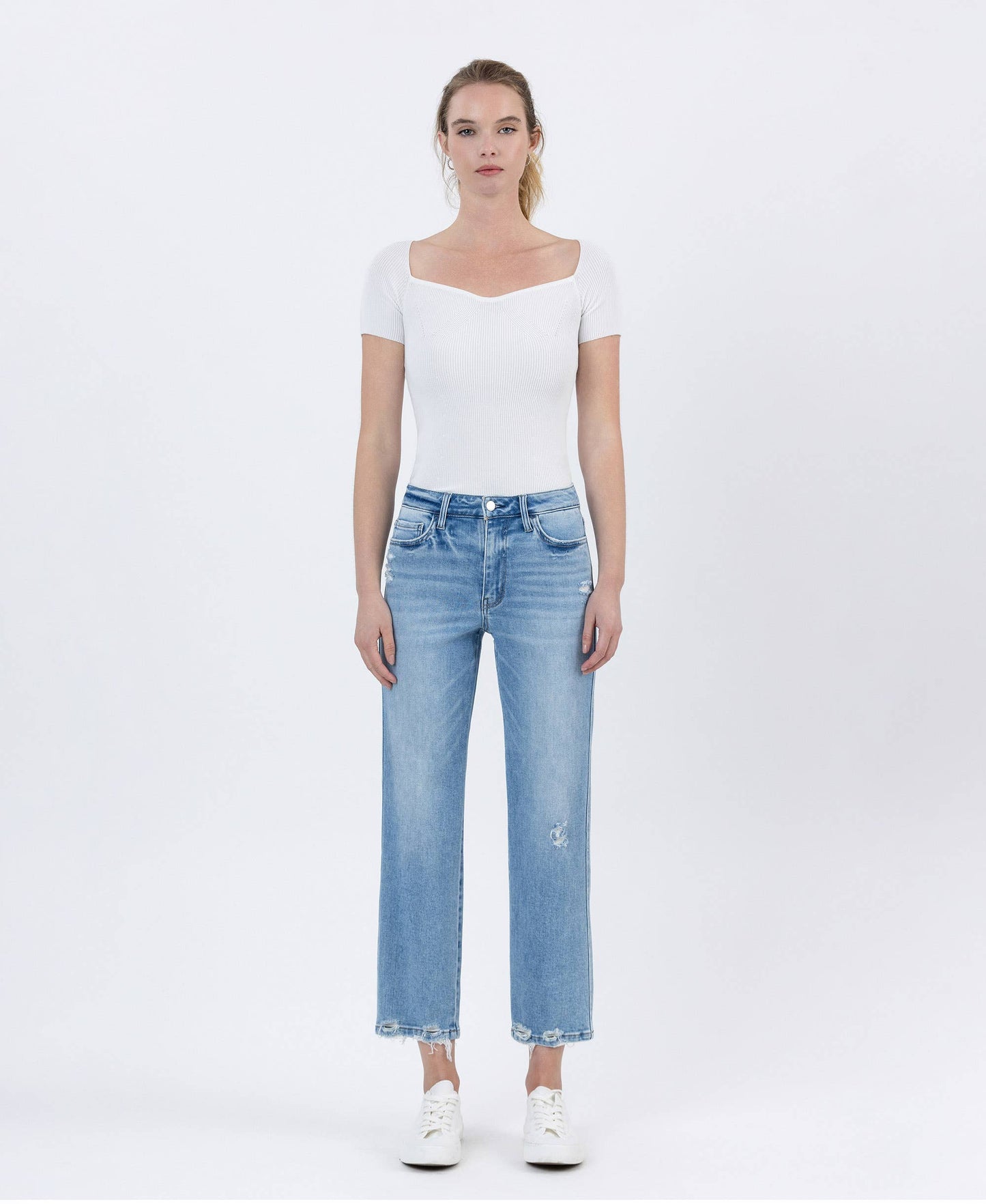 Boatload Jean - High Rise Distressed Straight Leg Jean