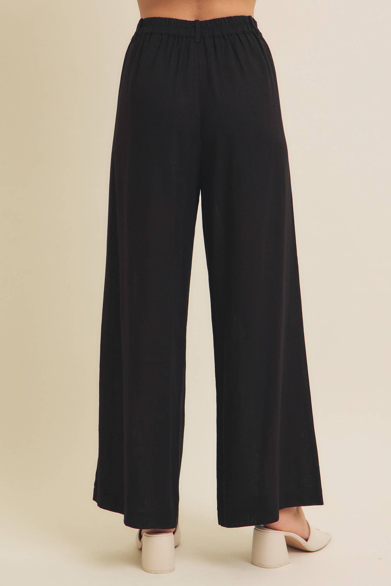 LINEN BLEND RELAXED FIT WIDE-LEG PANT