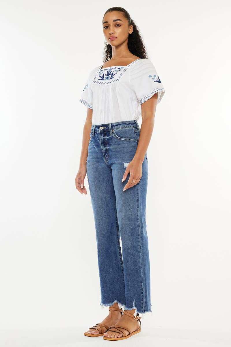 LUNA HIGH RISE SLIM WIDE LEG JEANS