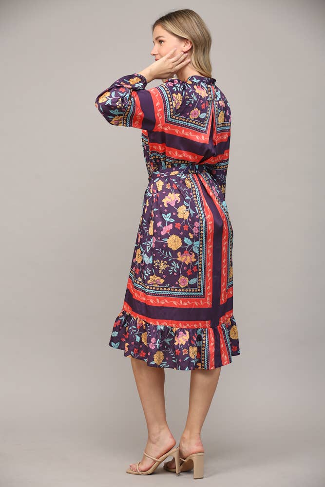 FLOUNCE HEM MIDI DRESS