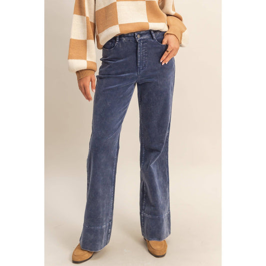 Mineral Washed Casual Flare Pants