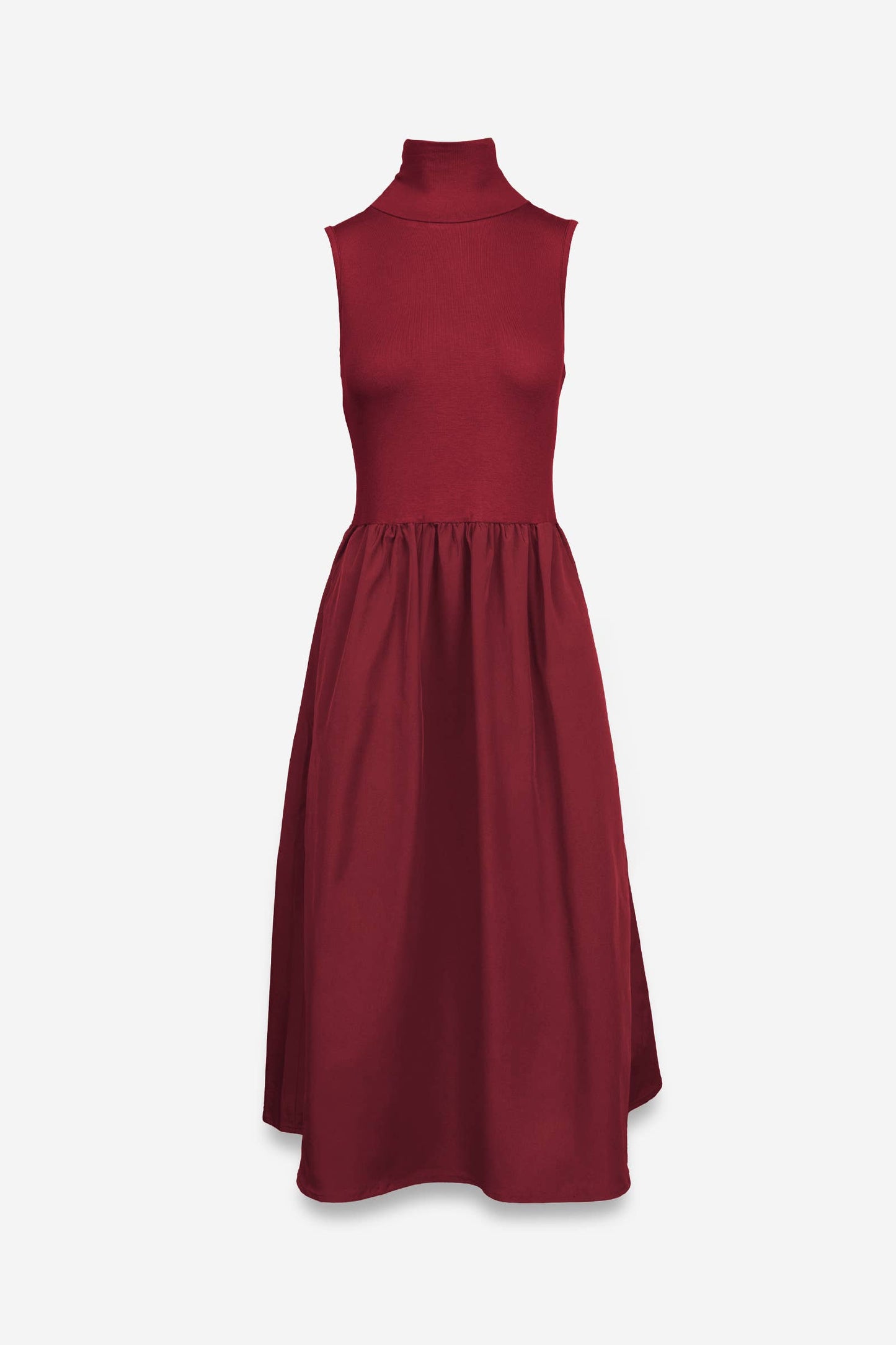 Sleeveless Mock Neck Midi Dress - ZEBRA
