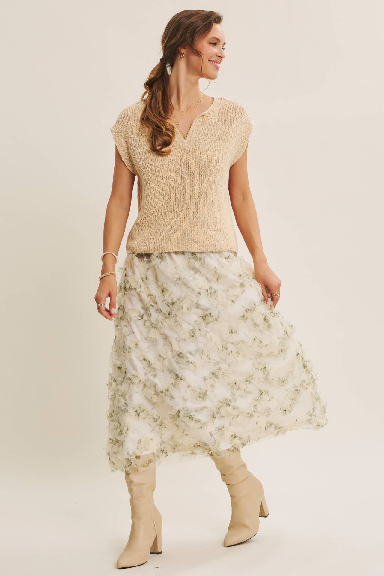 Melissa Sweater - Relaxed Fit Split Neck Knit Sweater Top