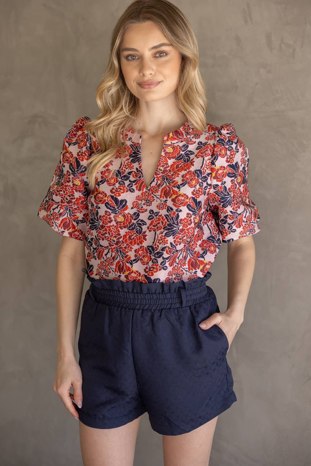 Multi Color Floral Jacquard Top