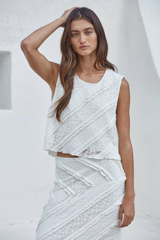 Laura Lace Round Neck Sleeveless Top