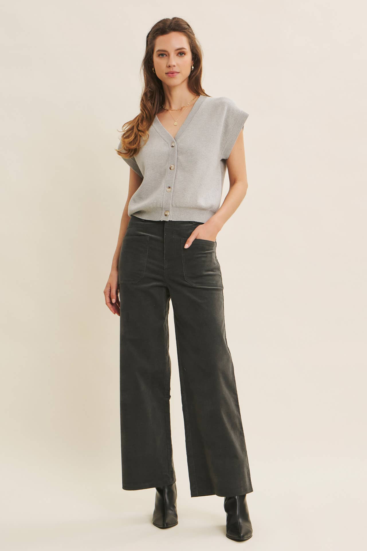 CORDUROY WIDE-LEG PANTS