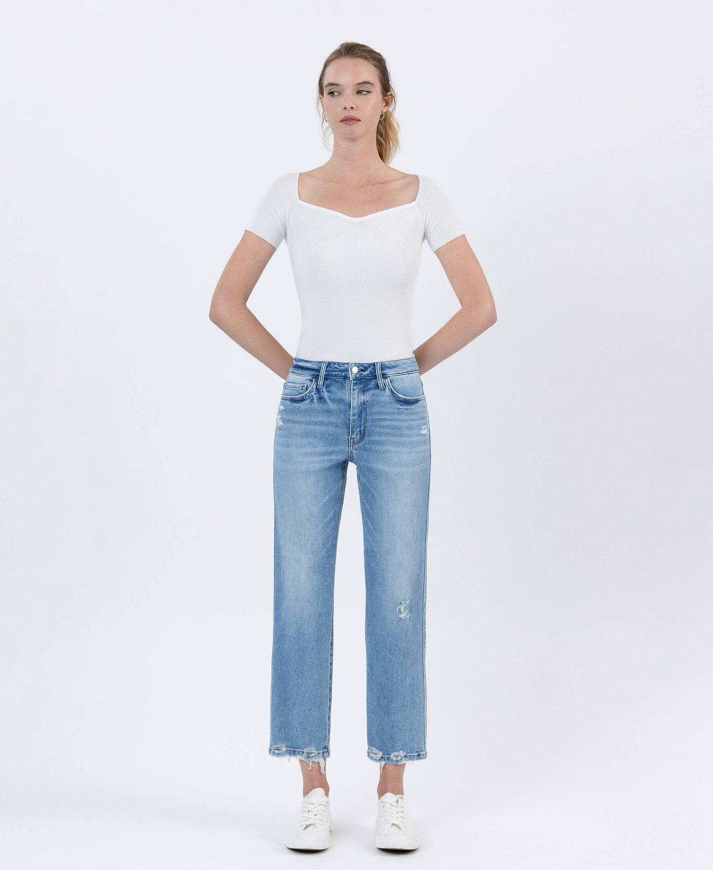 Boatload Jean - High Rise Distressed Straight Leg Jean