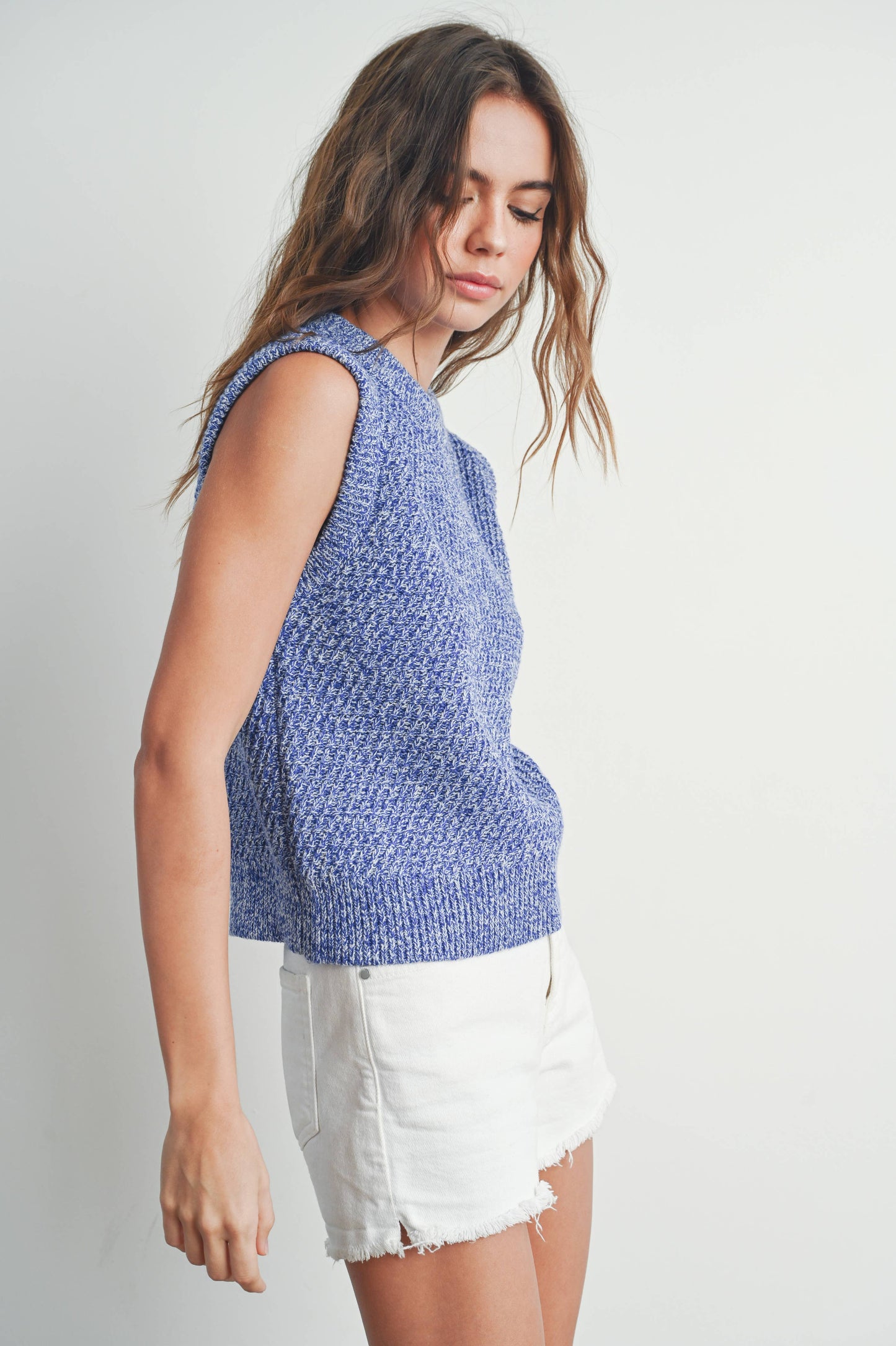 Sleeveless Crew Neck Sweater Knit Vest - By BUTTERMELON