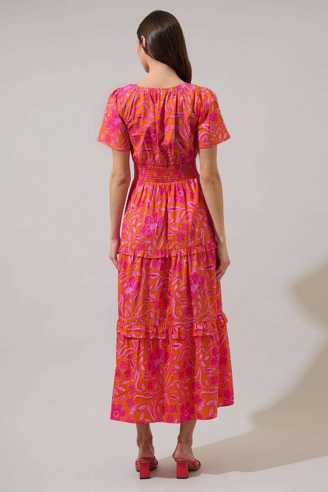 Rea Floral Palmer Poplin Tiered Maxi Dress